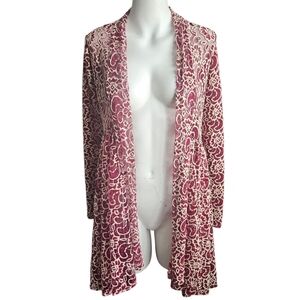 Pretty Young Thing Women's Red White Open Front Lace Cardigan Twee Coquette